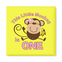 Little Monkey 1st Birthday Girl Magnet