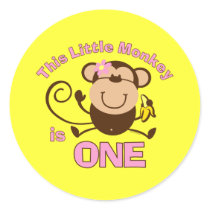 Little Monkey 1st Birthday Girl Sticker