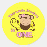 Little Monkey 1st Birthday Girl Sticker