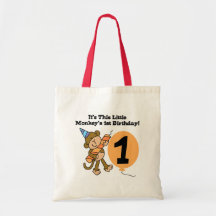 Little Monkey 1st Birthday Tshirts and Gifts Canvas Bags