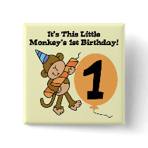 Little Monkey 1st Birthday Tshirts and Gifts Pinback Button