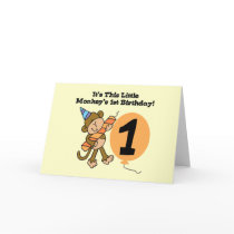 Little Monkey 1st Birthday Tshirts and Gifts Greeting Card