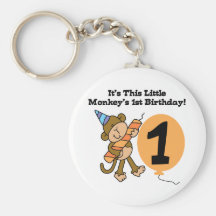Little Monkey 1st Birthday Tshirts and Gifts Key Chains