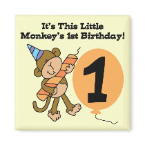 Little Monkey 1st Birthday Tshirts and Gifts Magnet