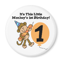 Little Monkey 1st Birthday Tshirts and Gifts Refrigerator Magnets