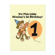 Little Monkey 1st Birthday Tshirts and Gifts Post Card