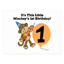 Little Monkey 1st Birthday Tshirts and Gifts Postcard