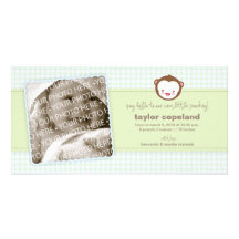 Little Monkey Baby Announcement Photo Card