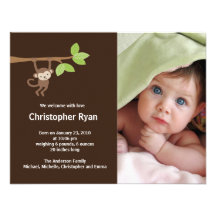 Little Monkey Baby Boy Birth Photo Announcement