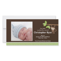 Little Monkey Baby Boy Birth Photo Announcement Photo Greeting Card
