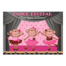 Little Monkeys Dance Recital Invitations