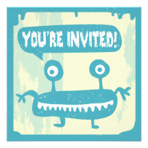 Little Monster Invitation - BLUE
