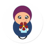 Little muslim girl purple hijab hijabi cartoon stickers
