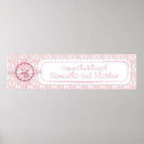 Little One Girl Baby Shower Banner Poster