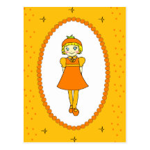 Little Orange Fruit Girl Postcards