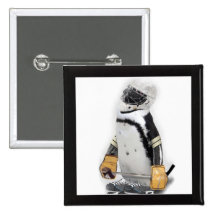 Little  Penguin Wearing Hockey Gear Buttons