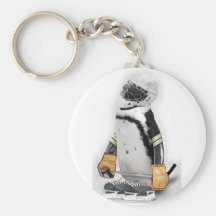 Little  Penguin Wearing Hockey Gear Key Chains