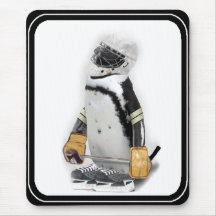 Little  Penguin Wearing Hockey Gear Mouse Pads