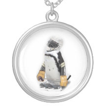 Little  Penguin Wearing Hockey Gear Pendants
