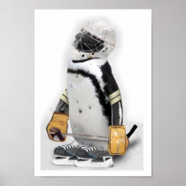 Little  Penguin Wearing Hockey Gear Print