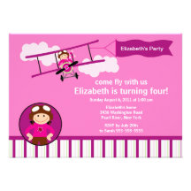 Little Pilot Airplane Birthday Party Invitation
