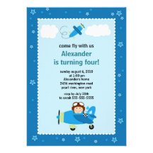 Little Pilot Airplane Birthday Party Invitation