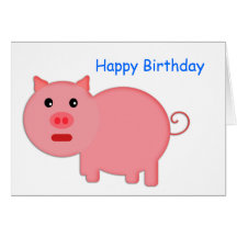 Little Pink Pig Birthday Card