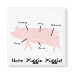 Little Pink Piggie with Tasty Labels Fridge Magnet