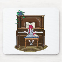 Little Red Haired Girl Practicing Piano Mousepads