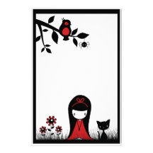 Little Red Ribbon Head Stationery