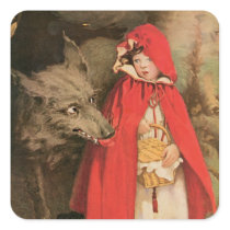 Little Red Riding Hood by Jessie Willcox Smith Square Stickers