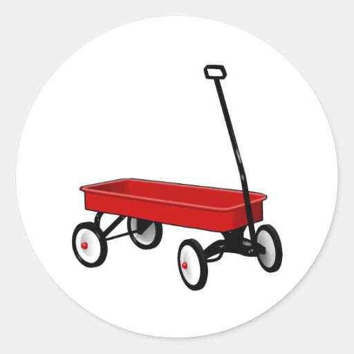Little Red Wagon Round Sticker