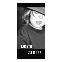Little Rocker, Let's Jam, Black and White Card Customized Photo Card