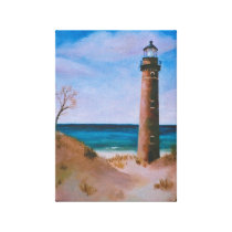 Little Sable Point Lighthouse Wrapped Canvas Print