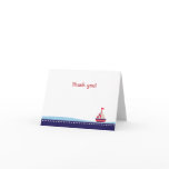 Little sailboat Navy Folded Thank you note Greeting Cards