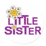 Little Sister Cute Flower Round Sticker