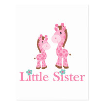 Little Sister Pink and Brown Giraffes Post Cards