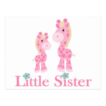 Little Sister Pink Giraffes Post Cards