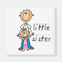Little Sister with Big Brother T-shirts and Gifts Fridge Magnet