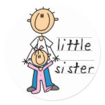 Little Sister with Big Brother T-shirts and Gifts Round Sticker