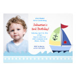 Little Skipper Sailboat *PHOTO* Birthday 5x7 Personalized Announcements