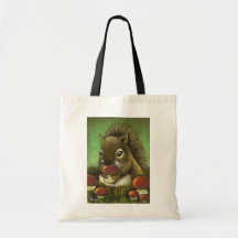 Little squirrel and mushrooms canvas bags