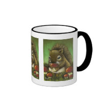 Little squirrel and mushrooms mug