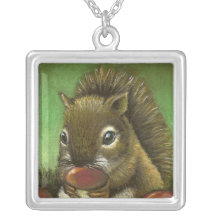 Little squirrel and mushrooms custom jewelry