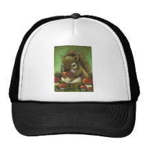 Little squirrel and mushrooms trucker hat