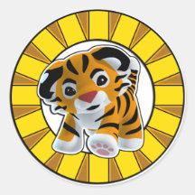 Little Tiger Round Sticker