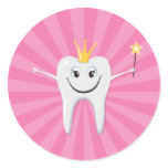 Little tooth fairy on a pink sunburst background sticker