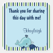 Little Whale Baby Mommy Kiss square sticker