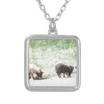Little Wild Pigs Sketch Personalized Necklace