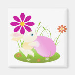 Little Yellow Baby Bunny With Flowers Refrigerator Magnet